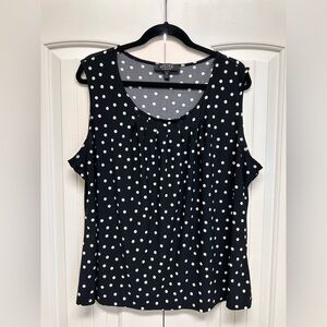 Kasper Sleeveless Black and White Polka Dot Blouse